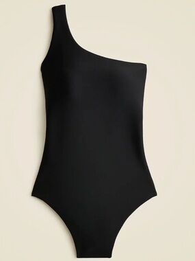 J. Crew Asymmetrical One-Shoulder Black Swimsuit